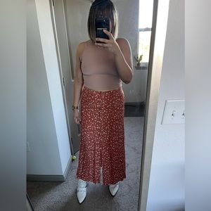 Wild Fable Orange Floral Midi Skirt